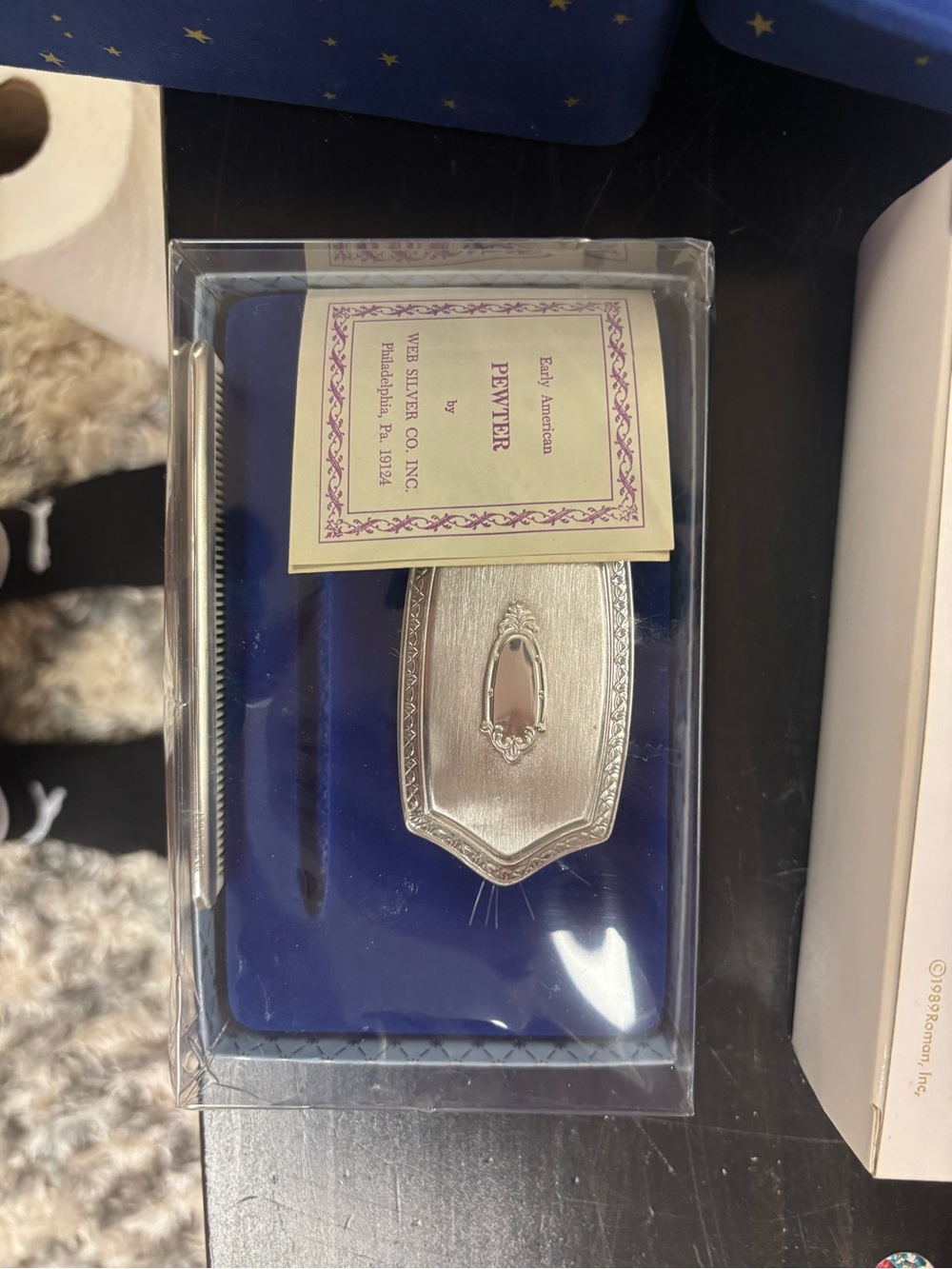 Pewter baby comb and brush set - Silver